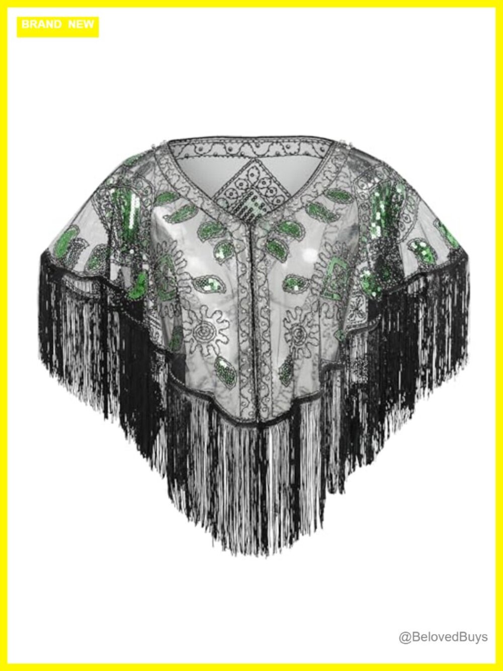 Sequin Beaded Evening Shawl Wrap for Gatsby Party Costume